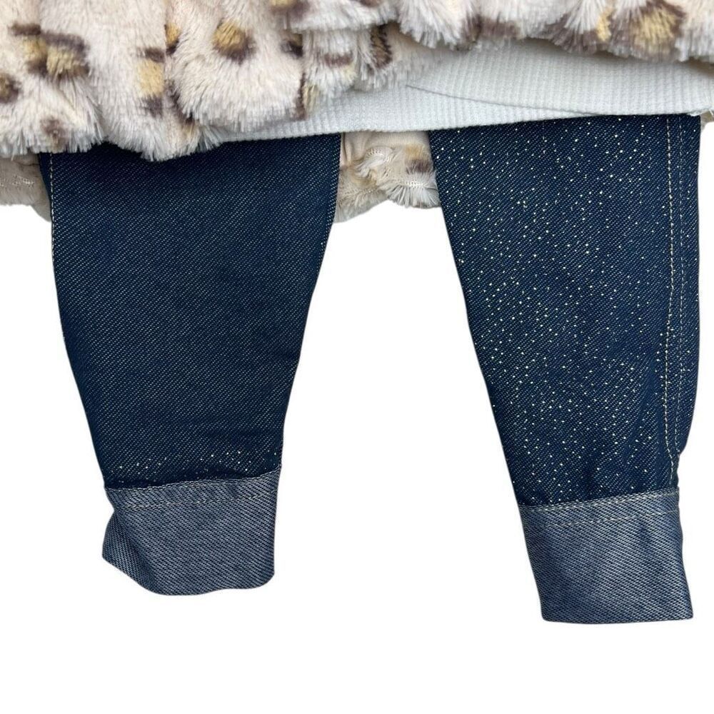 NEW Little Lass 3 Pc Outfit Faux Fur Vest, Top & Sparkle Jegging 3T - Picture 6 of 11